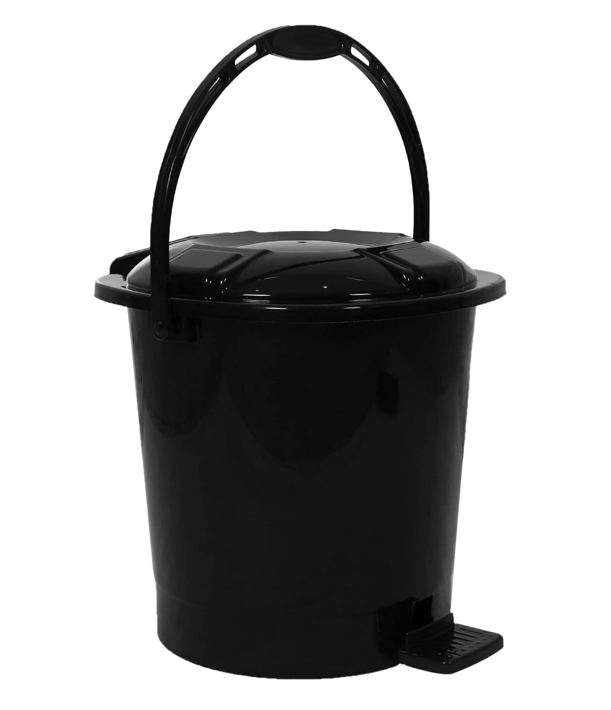 Heart Home Durable Plastic Pedal Dustbin|Waste Bin|Trash Can For Kitchen & Home With Handle,7 Litre (Black)
