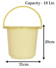 Kuber Industries Square Multipurposes Plastic Bucket For Bathing|Home Cleaning & Storage Purpose|Size 31 x 31 x 31 CM|Capicity 16Ltr. (Cream)-47KM01189
