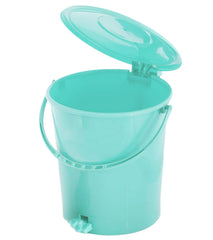 Kuber Industries Plastic Pedal Dustbin, Trashbin, Wastebin For Kitchen, Bathroom, Office Use With Handle, 10 Liter- Pack of 2 (Sky Blue & Yellow)-47KM0952