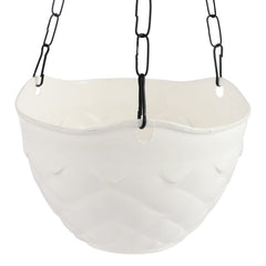 Heart Home Diamond Flower Pot|Durable Plastic Hanging Basket Flower Planter with Chain for Home|Garden|Balcony|Pack of 5 (White)