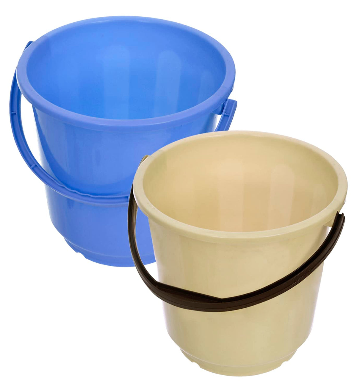 Heart Home Bucket|Plastic Bucket for Bathroom|Bucket for Bathing|Unbreakable Bucket with Handle|16 Liter|Pack of 2 (Blue & Yellow)