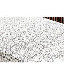 Kuber Industries 6 Seater Dining Table Cover|Circle Design & Cotton Material|Heat Resistant, Size 228 x 152 CM (White) - CTKTC22312