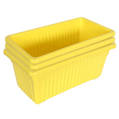 Kuber Industries Rectangular Jupiter Plastic Window Pot|Flower Planter for Home & Balcony,Garden 14 Inches Pack of 3 (Yellow)