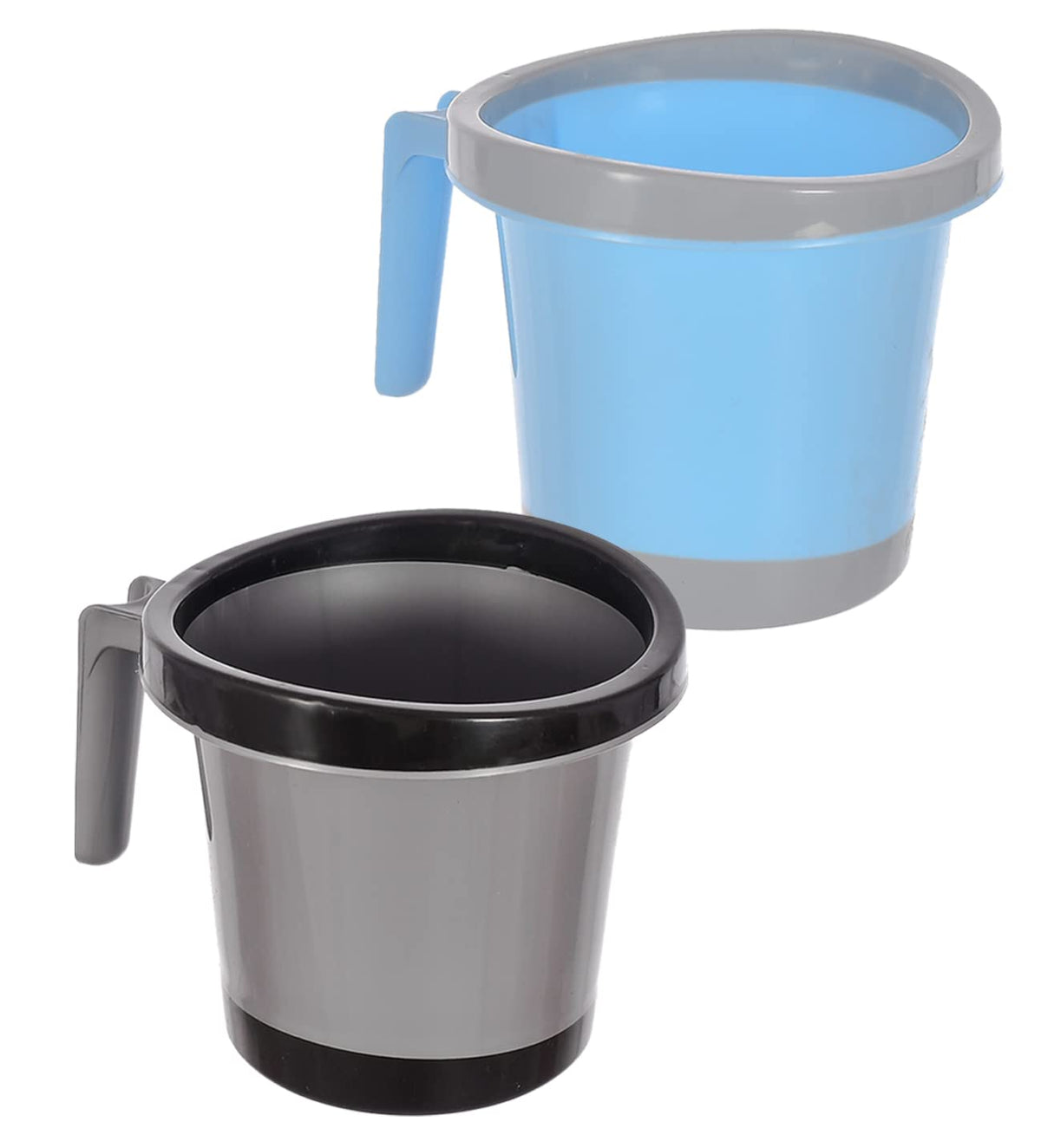 Heart Home Plastic Bathroom Mug 1 Litre Pack of 6 (Black)-46HH0263