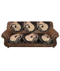 Kuber Industries 6 Piece Cotton Sofa Cover Set - Black