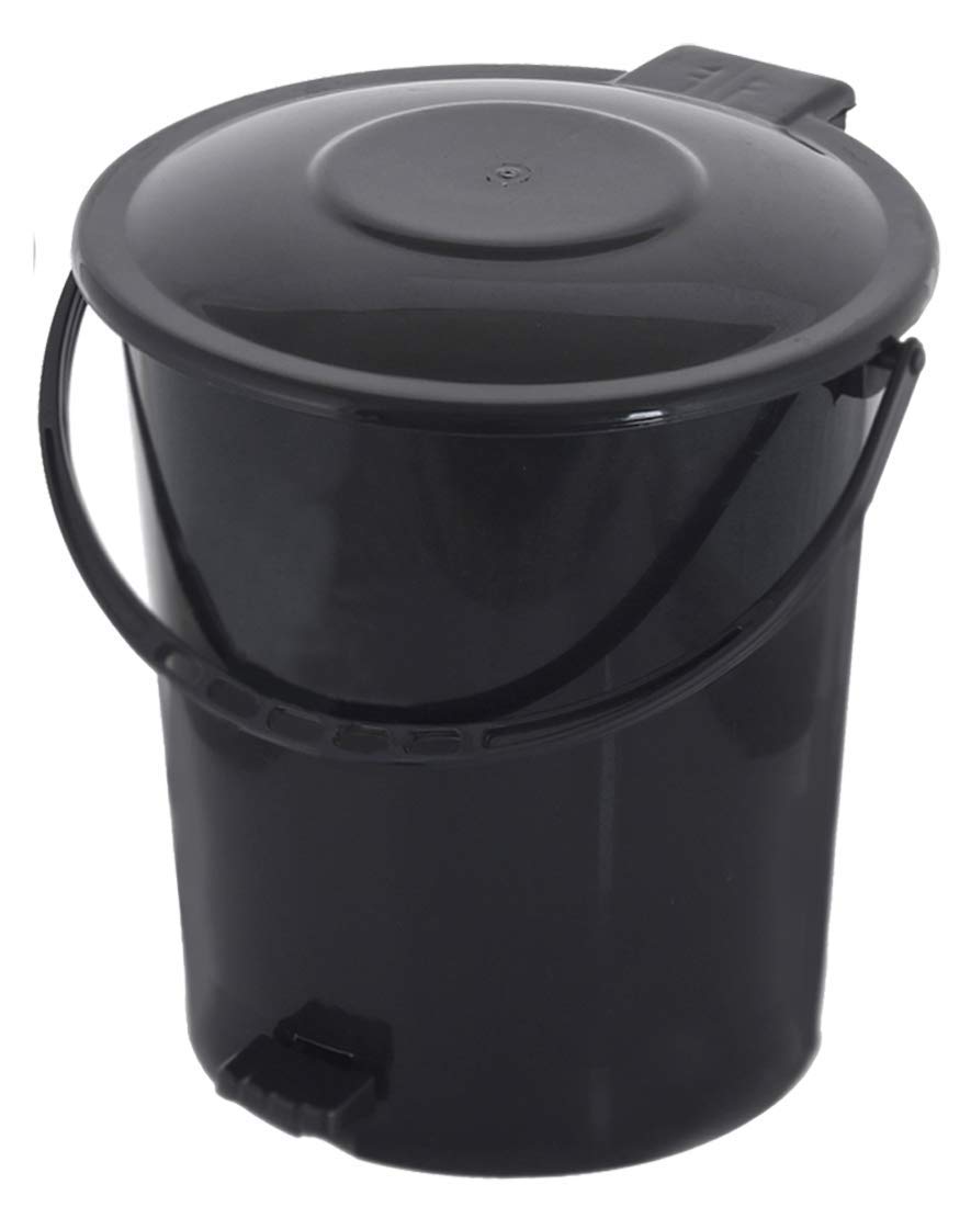 Fun Homes Plastic Dustbin Garbage Bin with Handle (10 Liters, Black)