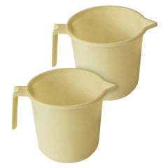 Kuber Industries Plastic Lightweight, Unbreakable Bathroom Mug 1.5 Litre (Cream, Pack of 2)