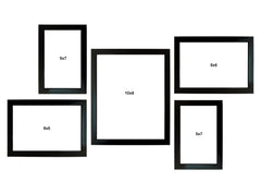 Kuber Industries Collage Photo Frame For Living Room, Wall Set of 5 (Black) Size: 8x10-1 Pc, 6x8-2 Pc, 5x7-2 Pc.