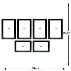 Kuber Industries Collage Photo Frame For Living Room, Wall Set of 6 (Black) Size: 5x7-4 Pc., 4x6-2 Pc.