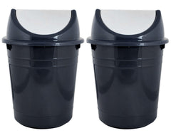 Kuber Industries Plastic Dustbin, Trashbin, Wastebin For Kitchen, Dustbin For Bathroom, Office Use With Swing Lid, 10 Liter- Pack of 2 (Black)-47KM0872