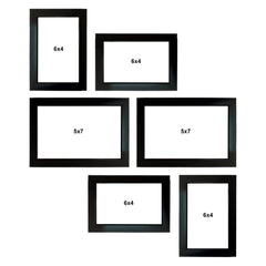 Kuber Industries Collage Photo Frame For Living Room, Wall Set of 6 (Black) Size: 6x4-4 Pc, 5x7-2 Pc.