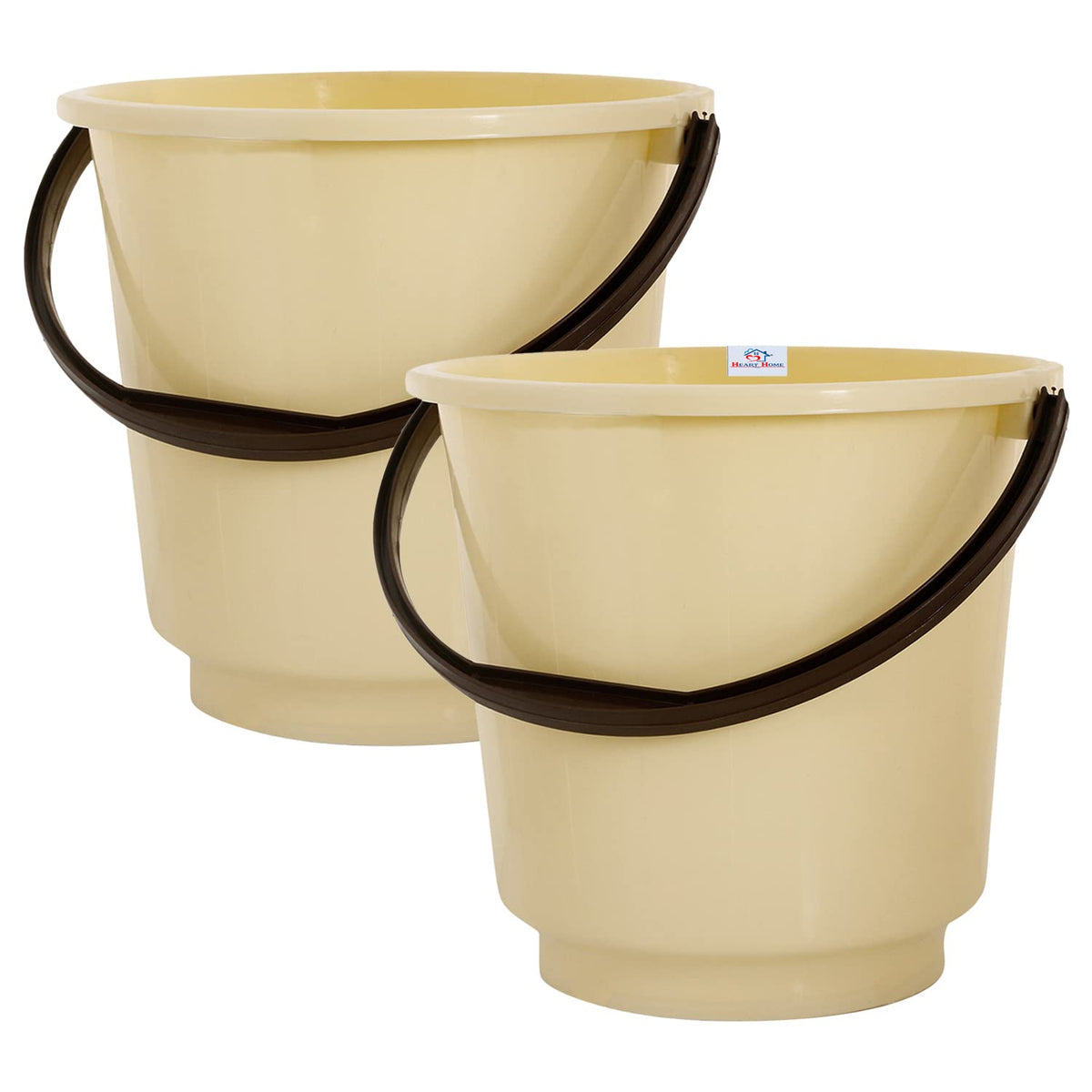 Heart Home Bucket|Plastic Bucket for Bathroom|Bucket for Bathing|Unbreakable Bucket with Handle|16 Liter|Pack of 2 (Yellow)