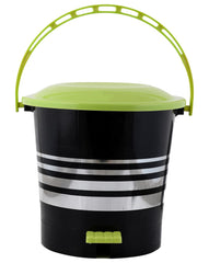 Kuber Industries Plastic Pedal Dustbin/Wastebin With Handle, 10 Liter (Black & Green)-47KM01001