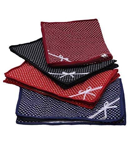 Kuber Industries 4 Piece 3 Layered Quilted Polka Dots Cotton Saree Cover Set (KI7855), Multicolour, Standard