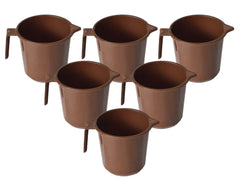 Kuber Industries Plastic Lightweight, Unbreakable Bathroom Mug 1.5 Litre (Brown, Pack of 6)