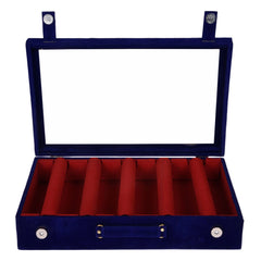 Kuber Industries 5 Rod Bangle Box|Wooden Jewelry Box|Wedding Vanity Box|Velvet Coated Wedding Bracelet Organizer for Women & Girls|Pack of 2 (Blue)