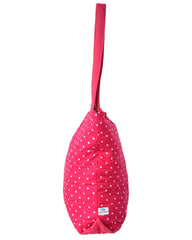 Heart Home Dot Printed Cotton Handbag for College, Travel, Grocery, Shopping, Book Bag, Lunch with Carrying Handle- Pack of 2 (Pink)-50HH01170