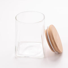 Heart Home Glass Jar | Multi-Utility Kitchen Organizer | Airtight Bamboo Lid | Food Storage Container | Cookies Storage Jar | 350 ML | LP016 | Transparent