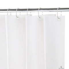 Kuber Industries Heavy Duty PVC Shower Curtain Liner with Hooks|Waterproof PVC & 8 Hooks|Size 203 x 178 CM (White)