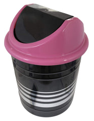 Kuber Industries Plastic Dustbin, Trashbin, Wastebin For Kitchen, Bathroom, Office Use With Swing Lid, 10 Liter- Pack of 2 (Black & Pink)-47KM0894