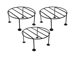 Kuber Industries Metal Pot Stand|Iron Flower Pot Stand for Outdoor Plants|Plant Stand for Balcony,Garden,Office,Pack of 3,(Black)