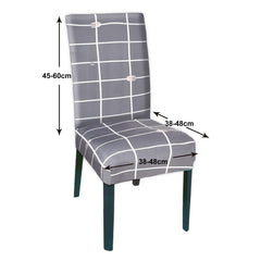 Heart Home Check Printed Elastic Stretchable Polyster Chair Cover for Home, Office, Hotels, Wedding Banquet (Grey)-50HH0879
