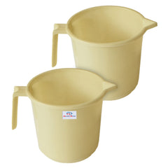 Heart Home Plastic Lightweight, Unbreakable Bathroom Mug 1.5 Litre- Pack of 2 (Cream) 54HH3909.