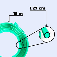 Kuber Industries PVC Water Pipe 15 Meter|Multi-Utility Water Pipe for Garden, Car Cleaning & Pet Cleaning|Light Weight & Flexible Hose Pipe for Gardening|Green |