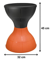 Kuber Industries Damroo Style Portable, Ligthweight Both Sided Plastic Sitting Stool for Living Room, Hotel, Bar, Garden (Black & Orange) (HS_38_KUBMART021811)
