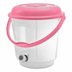 Heart Home Multipurposes Plastic Transparent Bucket With Lid & Tap System For Home Cleaning & Save Water, 18Ltr. (Pink) 52HH3891