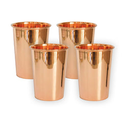 Kuber Industries Copper Drinking Serving Water Glasses Serveware Glass Tumbler (8 Pcs,Height-9 cm, Dia- 6 cm, 300 ml Each)