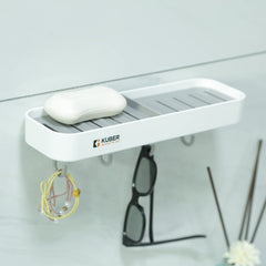 Kuber Industries Plastic Soap Dish with hooks|1322|White