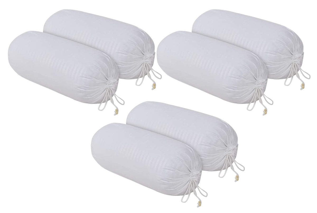 Heart Home Linning Design Soft & Luxurious Decorative Cotton Bolster Cover- Set of 6, 16"x32" (White)-44HH0170