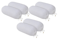 Heart Home Linning Design Soft & Luxurious Decorative Cotton Bolster Cover- Set of 6, 16"x32" (White)-44HH0170
