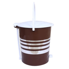 Kuber Industries Dustbin|Plastic Pedal Dustbin|Kitchen Inner Bucket Waste Paper Bin|Dustbin For Bedroom|Silver Layer 10 Litre Dustbin|Pack of 2 (Brown)