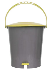 Kuber Industries Plastic Pedal Dustbin/Wastebin With Handle, 10 Liter- Pack of 2 (Grey & Green)-47KM0967
