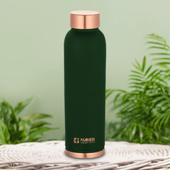 Kuber Industries Copper Water Bottle | BPA Free, Non Toxic | Leakproof, Durable & Lightweight | With Added Health Benefits of Copper | Ergonomic Design & Easy to Clean | Green | 950 ML (Pack of 1)