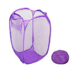 China Maid Nylon Mesh Laundry Bag|Dirty Clothes Basket with Carry Handles|Foldable Pop-up Mesh Hamper, 30 litres (Blue)
