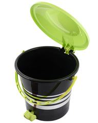 Kuber Industries Plastic Pedal Dustbin/Wastebin With Handle, 10 Liter (Black & Green)-47KM01001