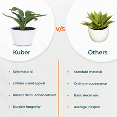 Kuber Industries Artificial Plants for Home Décor|Natural Looking Indoor Fake Plants with Pot|Artificial Flowers for Decoration (Green)