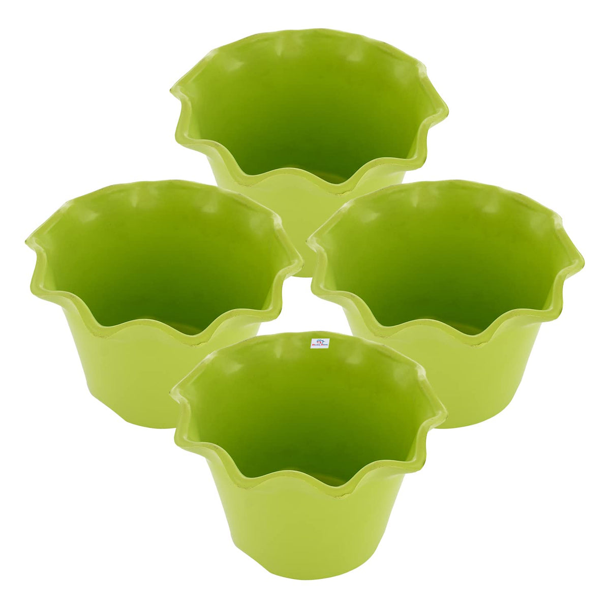 Heart Home Blossom Flower Pot|Durable Plastic Flower Pots|Planters for Home Décor|Garden|Living Room|Balcony|Pack of 4 (Green)