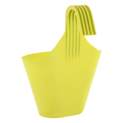 Kuber Industries Hanging Flower Pot|Single Hook Plant Container|Durable Plastic Glossy Finish Pots for Home|Balcony|Garden|9 Inch|Pack of 4 (Green)
