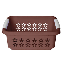 Heart Home Multipurpose Rectangle Shape Plastic Storage Basket for Kitchen, Fruit Basket, Office Table, Storage Organizer Medium (Brown)