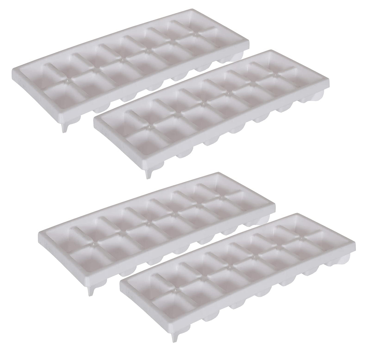 Kuber Industries Ice Cube Bin Box Trays 4 Pack Stackable Ice Storage Container and Trays, BPA Free-Pack of 4 (White)