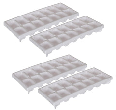 Kuber Industries Ice Cube Bin Box Trays 4 Pack Stackable Ice Storage Container and Trays, BPA Free-Pack of 4 (White)