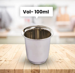 Kuber Industries Small Stainless Steel Glass | Set of 6 I South Indian Design | Multipurpose Serving Tea Coffee I Mirror Finish | Easy to Clean & Maintain