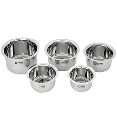 Kuber Industries Set of 5 Stainless Steel Tope Set (800ml 1L 1.4L 1.9L and 2.4L) | Gas Stove and Induction Compatible | Triply Tope | Heavy Duty Gauge