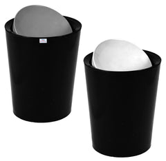 Heart Home Swinging Lid Dustbin|Plastic Garbage Waste Bin|Trash Can for Living Room|Kitchen|Office|6 Litre|Pack of 2 (Black)