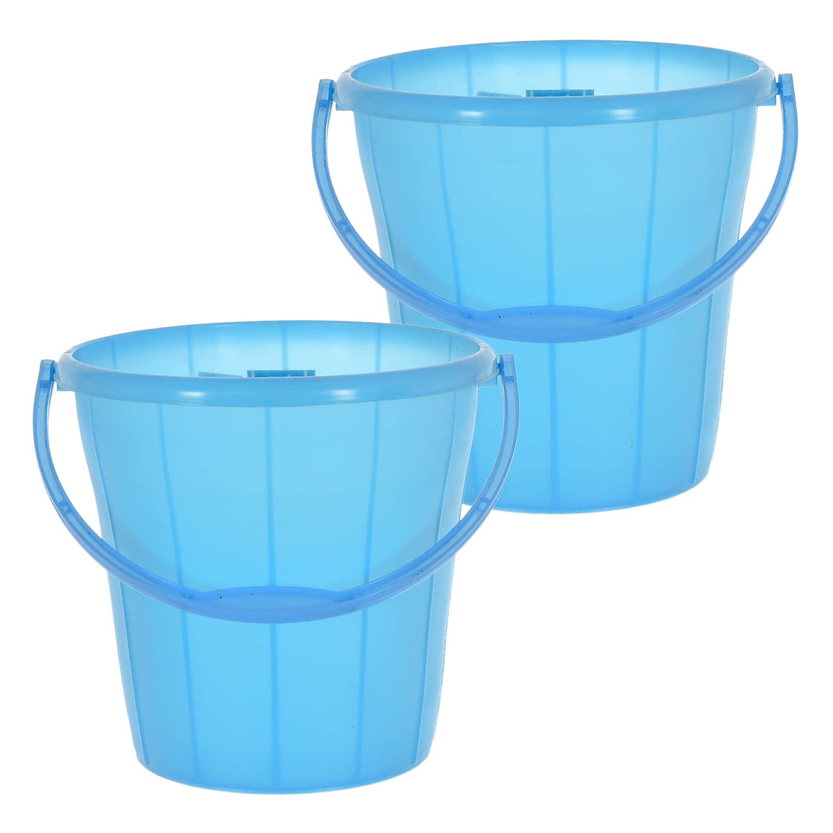 Kuber Industries Plastic Bucket for Home/Kitchen/Office/with Handle & Measuring Scale, 16 Litre Pack of 2 (Blue)-46KM0330