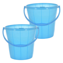 Kuber Industries Plastic Bucket for Home/Kitchen/Office/with Handle & Measuring Scale, 16 Litre Pack of 2 (Blue)-46KM0330